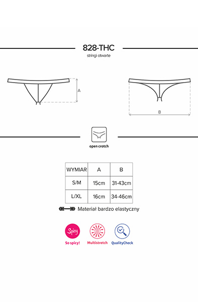 Obsessive 828-THC-1 Crotchless Thong Black - Crotchless panties 6