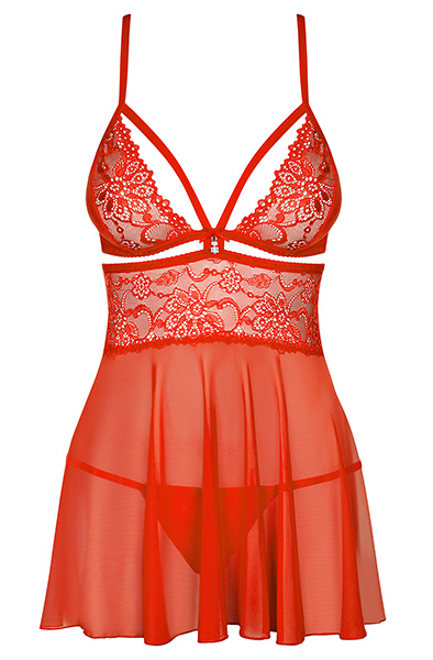 Obsessive 838-BAB-3 Babydoll & Thong Red - Sexy lingerie 3