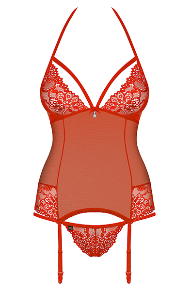 Obsessive 838-COR-3 Corset & Thong Red - Corset & thong 3