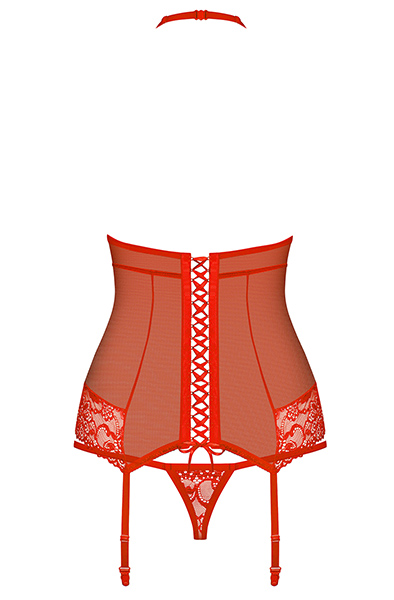 Obsessive 838-COR-3 Corset & Thong Red - Corset & thong 4