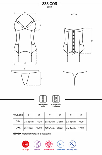 Obsessive 838-COR-3 Corset & Thong Red - Corset & thong 5