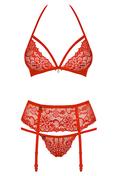 Obsessive 838-SEG-3 3 pcs set Red - Sexy lingerie 4