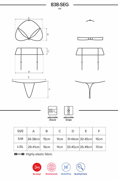 Obsessive 838-SEG 3 pcs Set Black - Sexy lingerie 5