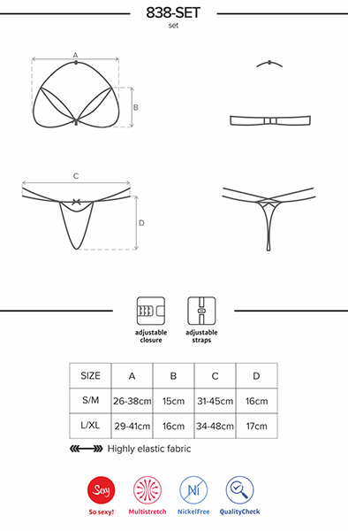 Obsessive 838-SET 2 pcs Set Black - Sexy lingerie 5