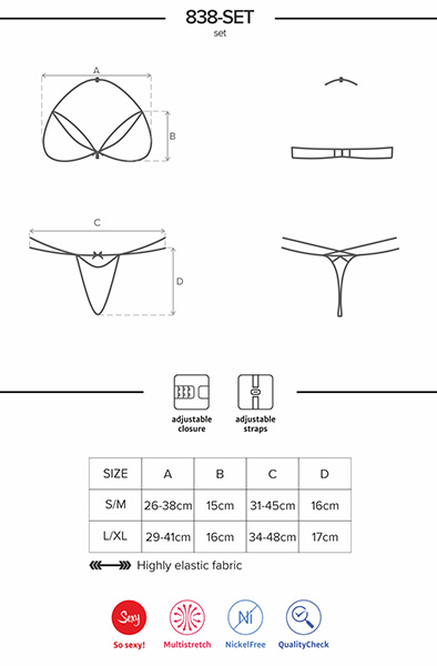 Obsessive 838-SET 2 pcs Set Red - Sexy lingerie 5