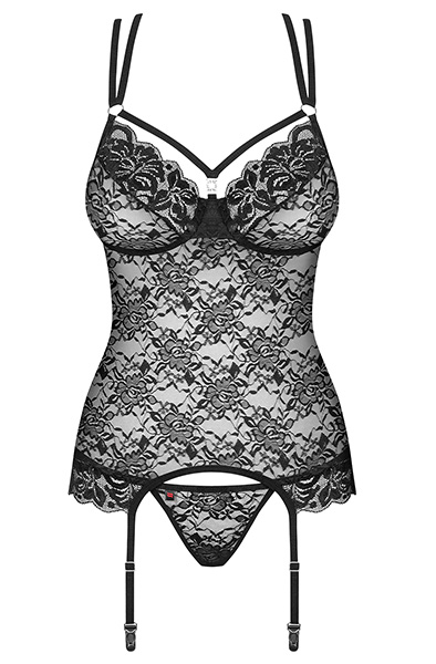 Obsessive 860-COR-1 Korsett & String Schwarz - Sexy Dessous 3