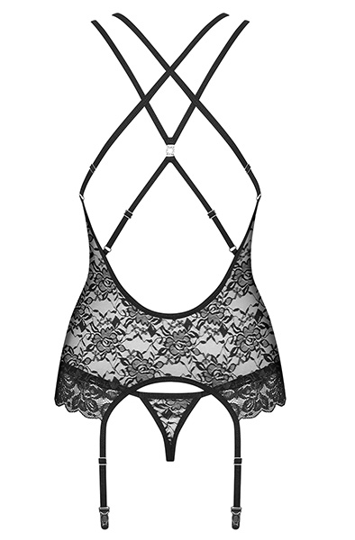 Obsessive 860-COR-1 Korsett & String Schwarz - Sexy Dessous 4
