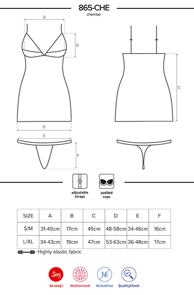 Obsessive 865-CHE-1 Negligé & String Schwarz - Sexy Dessous 5