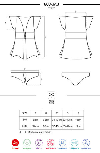 Obsessive 868-BAB-1 Babydoll & String Schwarz - Sexy Dessous 5