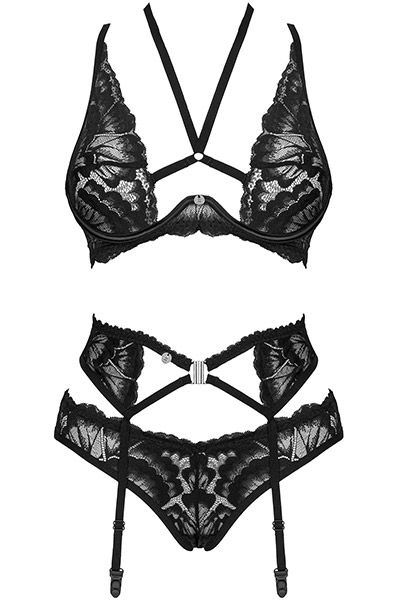 Obsessive Alessya 3-pcs Set Black - Sexy lingerie 4