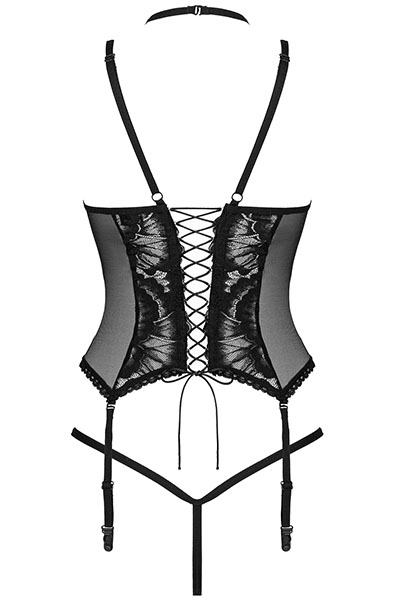 Obsessive Alessya Spitzenkorsett & String in Schwarz - Korsett 4
