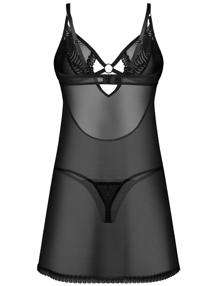 Obsessive Alliane Chemise & Thong Black - Chemise & Babydoll 4