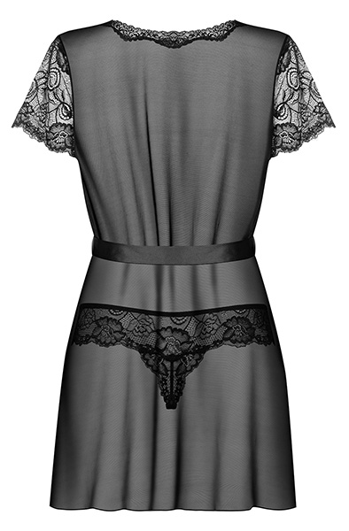 Obsessive Alluria Peignoir & Thong Black - Sexy lingerie 4