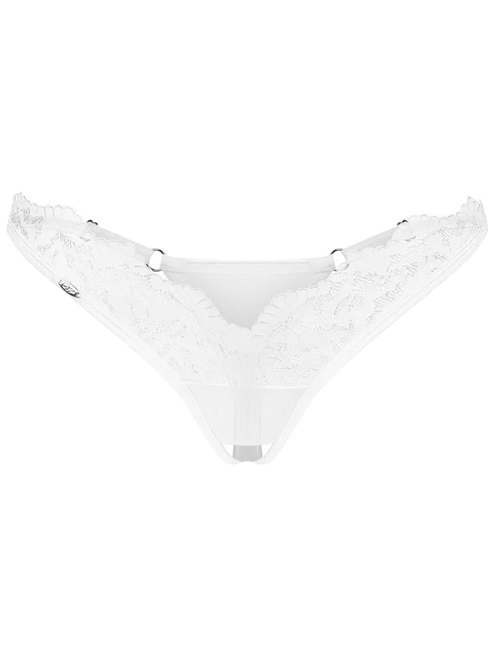 Obsessive Arrowel Crotchless Thong White - Crotchless panties 4
