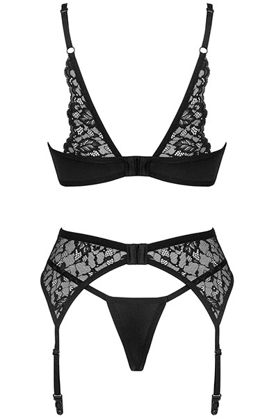 Obsessive Bellastia 3-pcs Set Black - Sexy lingerie 4