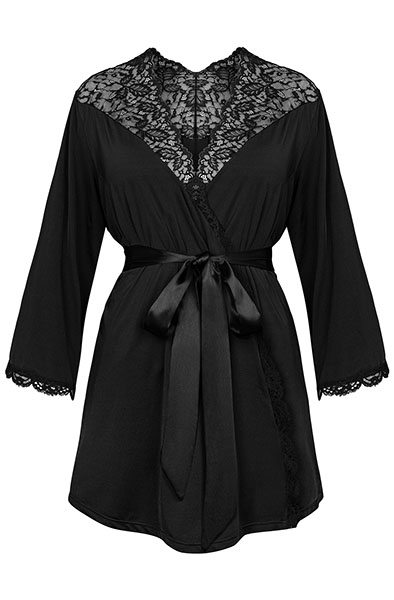 Obsessive Bellastia Morgenmantel Schwarz - Sexy Dessous 3