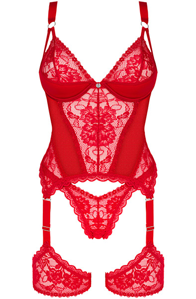 Obsessive Belovya Corset Red - Corset & thong 3