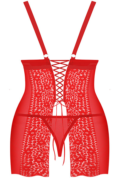 Obsessive Blossmina Chemise & String in Rot - Sexy Dessous 4