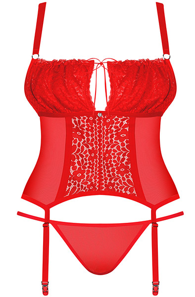 Obsessive Blossmina Korsett & String in Rot - Korsett & String 3