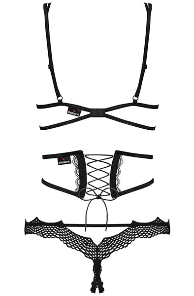 Obsessive Bravelle 3-pcs Set Black - Sexy lingerie 4