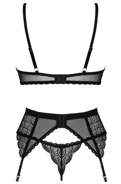 Obsessive Chemeris 3-pcs Set Black - Bra & Bra Set 4