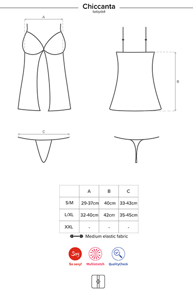 Obsessive Chiccanta Babydoll & String Schwarz - Babydoll-Dessous 5