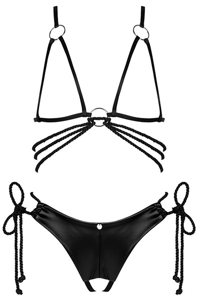 Obsessive Cordellis 2-pcs Cupless Set Black - Sexy lingerie 3