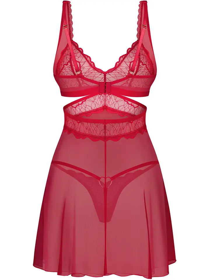 Obsessive Cupide Desir Babydoll & Thong Red - Babydoll lingerie 5