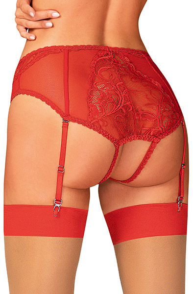 Obsessive Dagmarie Strumpfhalter-Slip Rot - Slip mit offenem Schritt 2