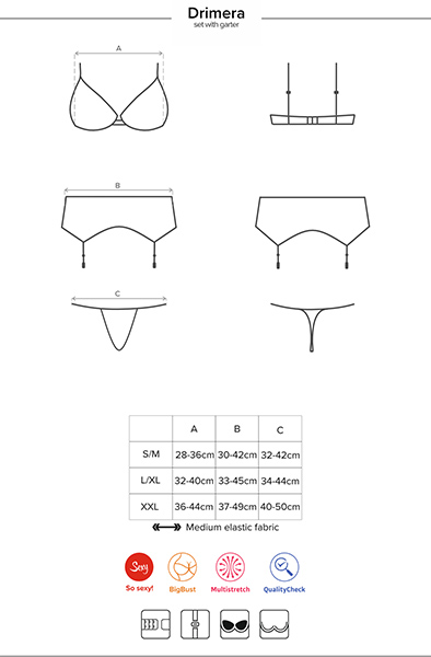 Obsessive Drimera 3 pcs Set Blue - Sexy lingerie 5