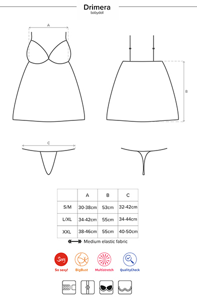 Obsessive Drimera Babydoll & String in Blau - Babydoll-Dessous 3