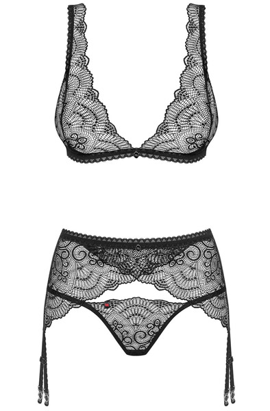 Obsessive Firella 3-pcs Set Black - Sexy lingerie 3