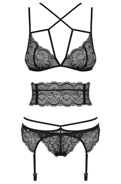 Obsessive Frivolla 4-pcs Black - Sexy lingerie 3