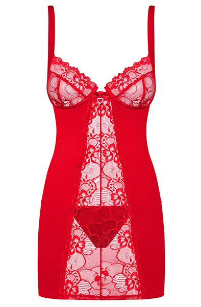 Obsessive Heartina Chemise & Thong Red - Sexy clothing 3