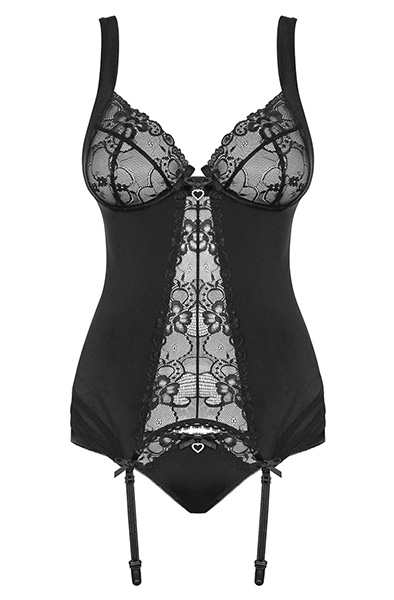 Obsessive Heartina Corset & Thong Black - Sexy lingerie 4