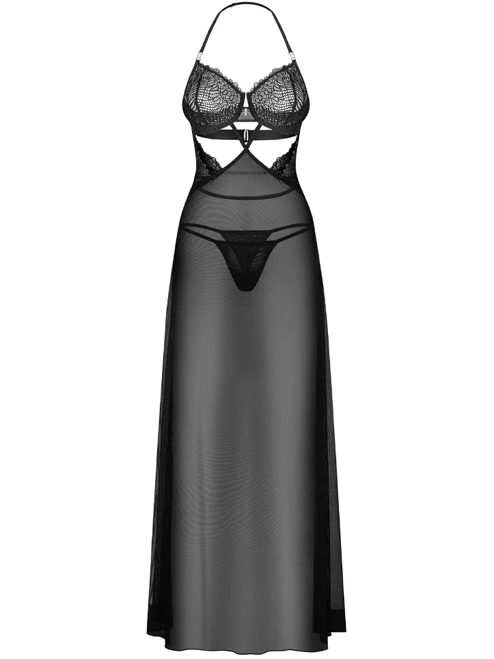 Obsessive Iliosa Chemise & Thong Black - Chemise & Babydoll 5