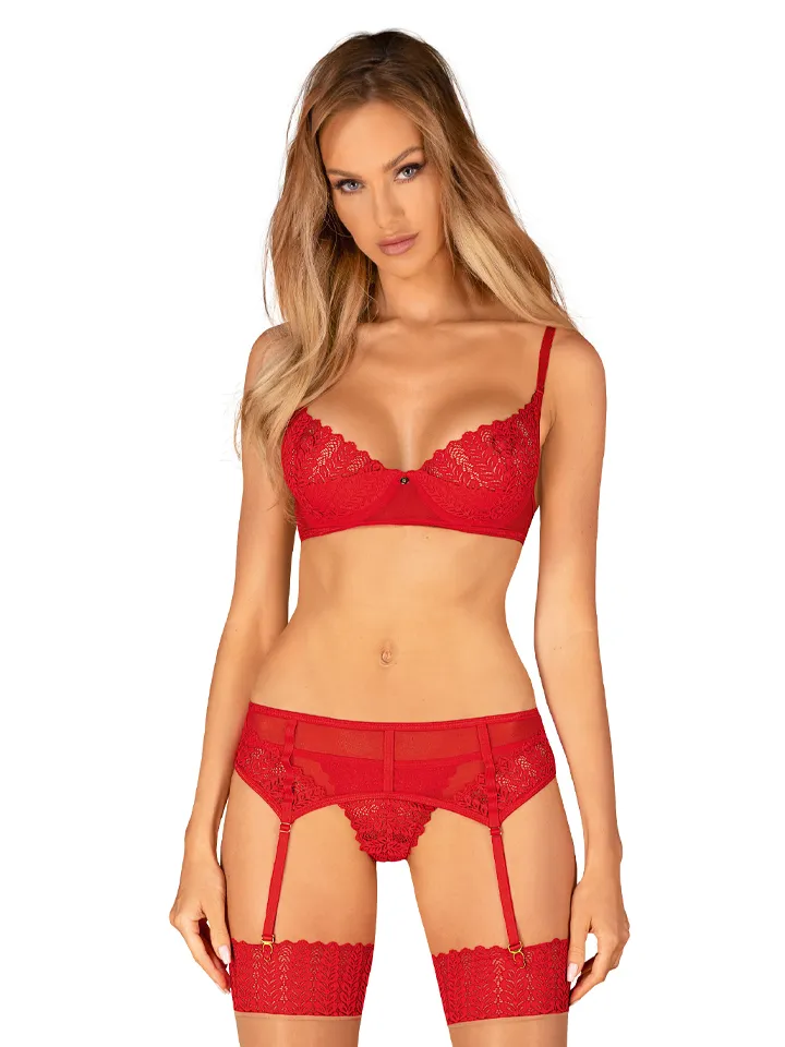Obsessive Ingridia 3-pcs Set Red - Bra & Bra Set 1 [full]