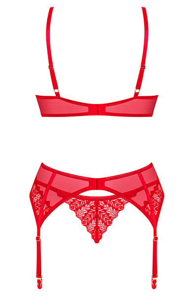 Obsessive Ingridia 3-pcs Set Red - Bra & Bra Set 4