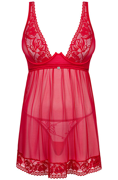 Obsessive Lacelove Babydoll & String Rot - Babydoll-Dessous 3