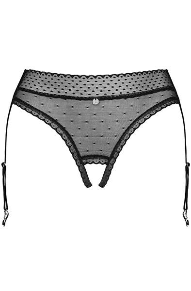 Obsessive Lanelia Strumpfgürtel-Slip Schwarz - Slip mit offenem Schritt 3
