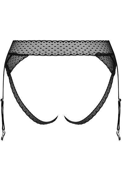 Obsessive Lanelia Strumpfgürtel-Slip Schwarz - Slip mit offenem Schritt 4