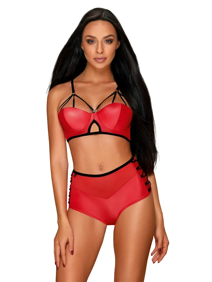 Obsessive Leatheria 2-pcs Set Red - Sexy lingerie 1 [full]
