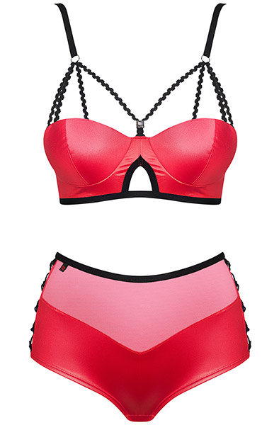 Obsessive Leatheria 2-pcs Set Red - Sexy lingerie 3