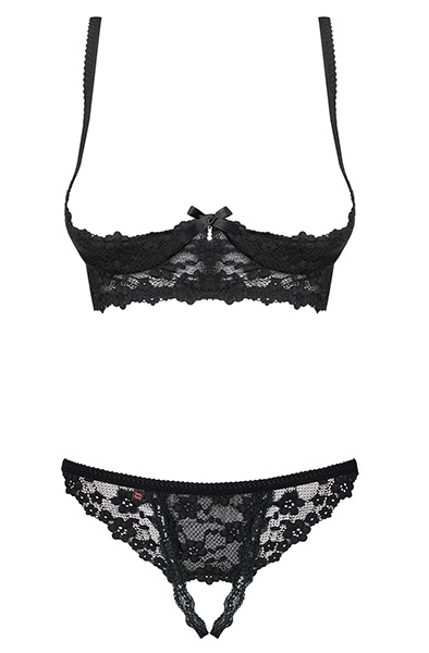Obsessive Letica 2 pcs Cupless Set Black - Sexy lingerie 4