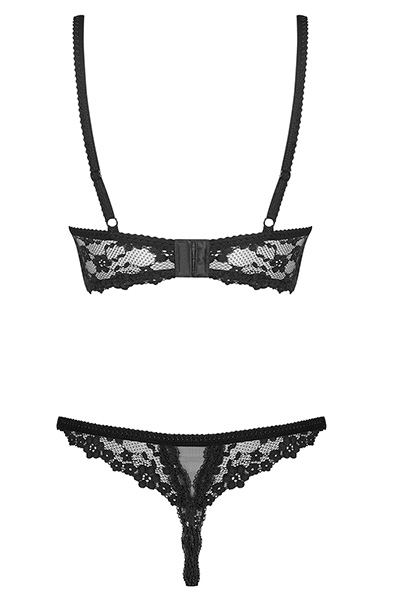 Obsessive Letica 2 pcs Cupless Set Black - Sexy lingerie 5