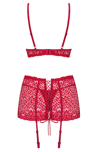 Obsessive Lividia 3 pcs Set Red - Sexy lingerie 4