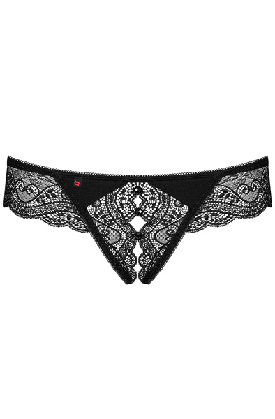 Obsessive Miamor Crotchless Thong Black - Crotchless panties 4