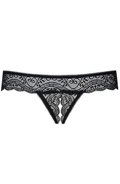 Obsessive Miamor Crotchless Thong Black - Crotchless panties 5