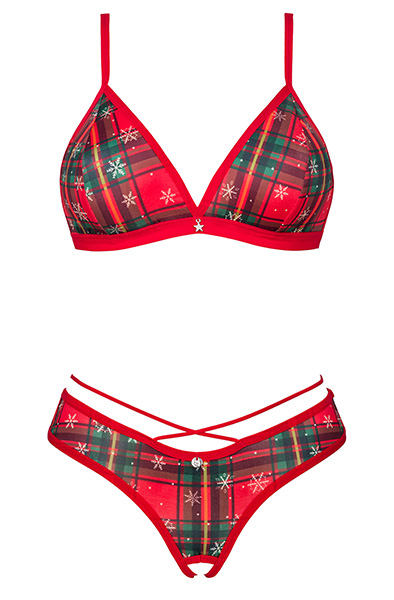 Obsessive Ms Merrilo 2-pcs Set Red - Bra set, lingerie for Christmas 3