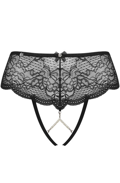Obsessive Pearlove Panties Schwarz - Slip ouvert 3